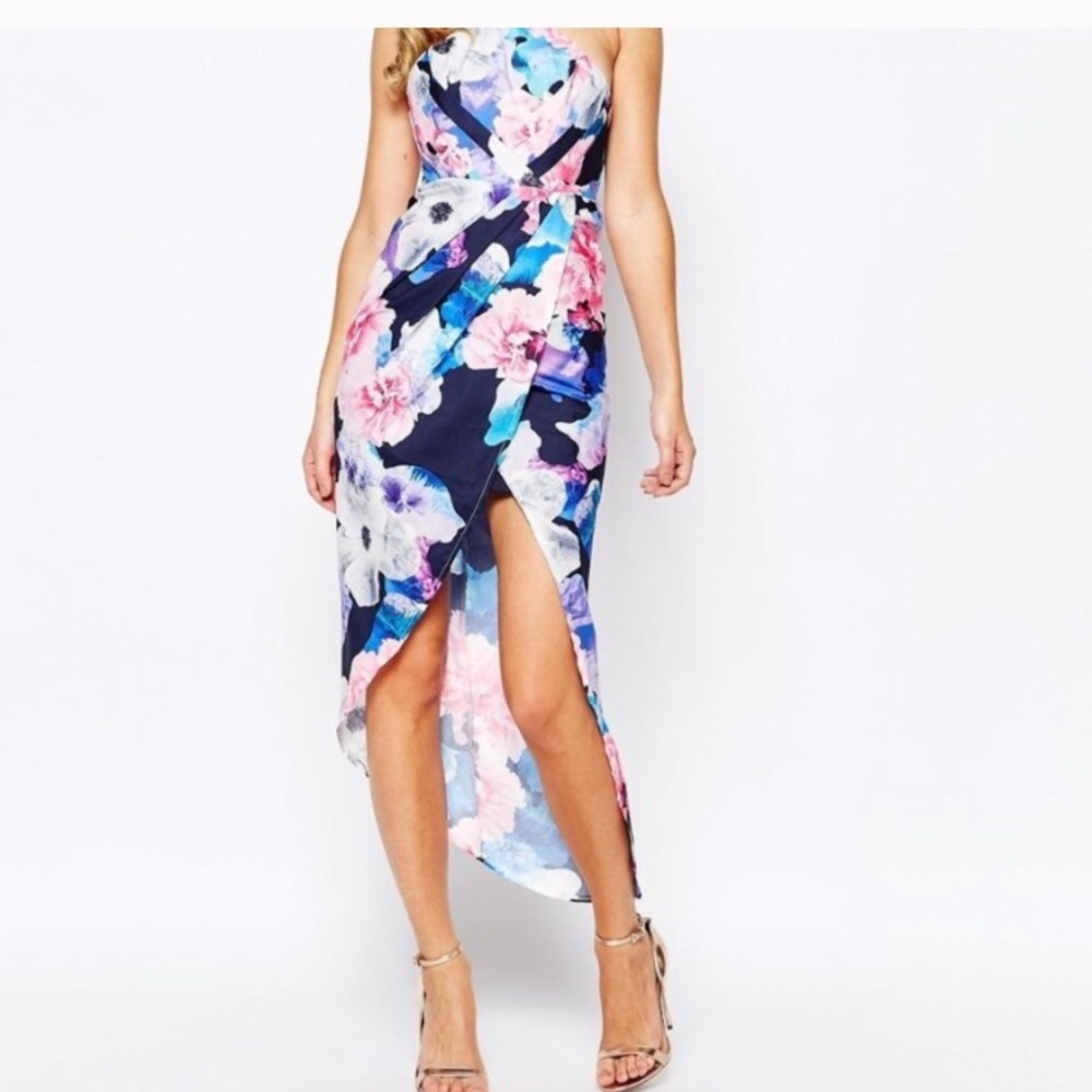 Floral halter high low dress